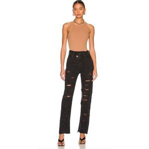 NWT Agolde Criss Cross Straight Jeans in Feverish Black Distressed